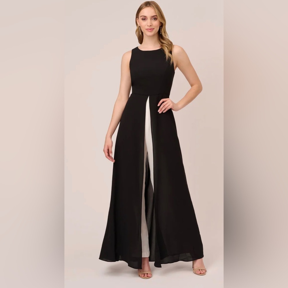 Adrianna Papell Colorblock Jumpsuit with Skirt Overlay size 10
